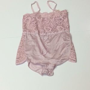 Rose Pink Lace/Tricot Bodysuit